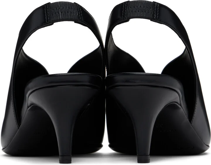 Courrèges Black Leather Slingback Heels - Image 2