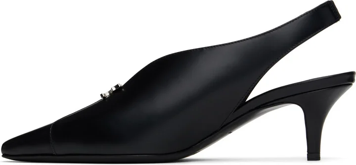 Courrèges Black Leather Slingback Heels - Image 3