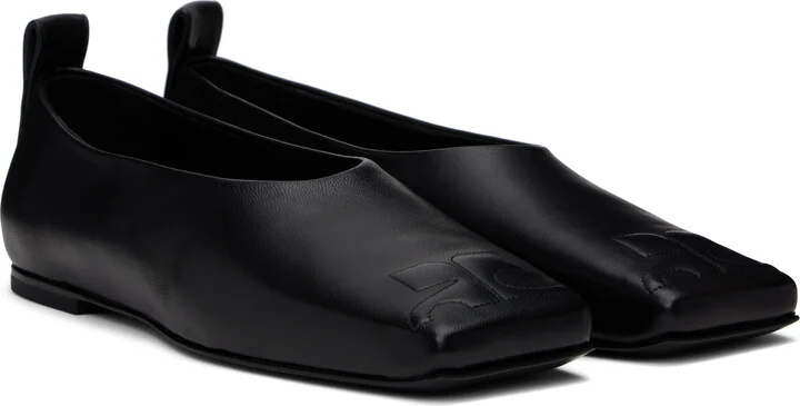 Courrèges Black Minimal Leather Loafers - Image 4