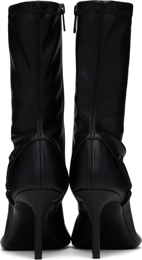 Courrèges Black Oblique Stretch Leather Effect Ankle Boots - Image 2