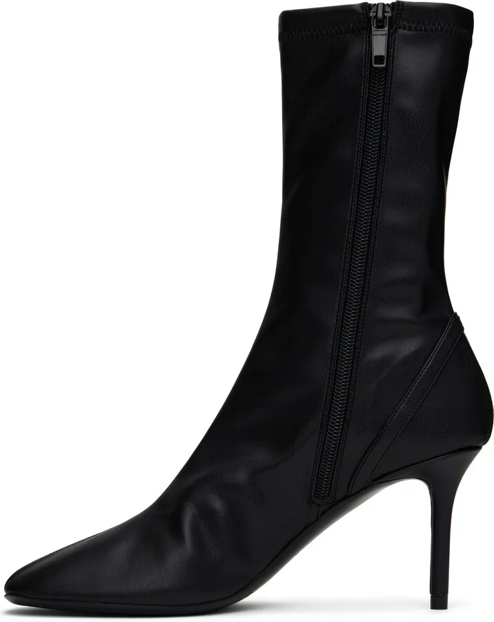 Courrèges Black Oblique Stretch Leather Effect Ankle Boots - Image 3
