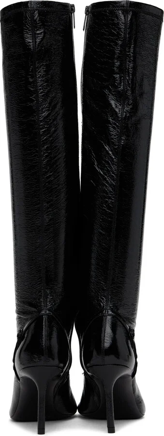 Courrèges Black Oblique Vinyl Tall Boots - Image 2