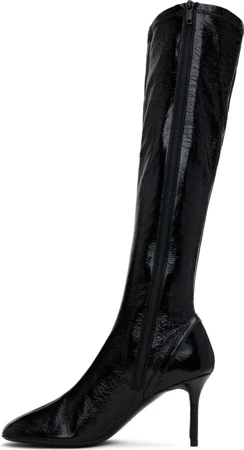 Courrèges Black Oblique Vinyl Tall Boots - Image 3