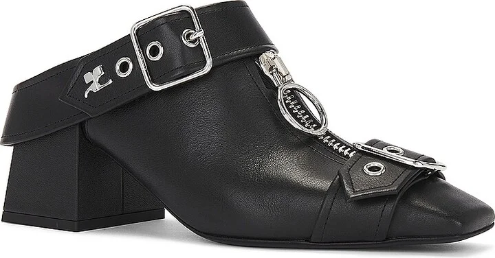 Courreges Gogo Leather Mules in Black - Image 2