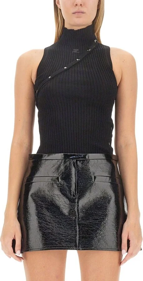 Courrèges High Neck Straight Hem Knitted Jumper