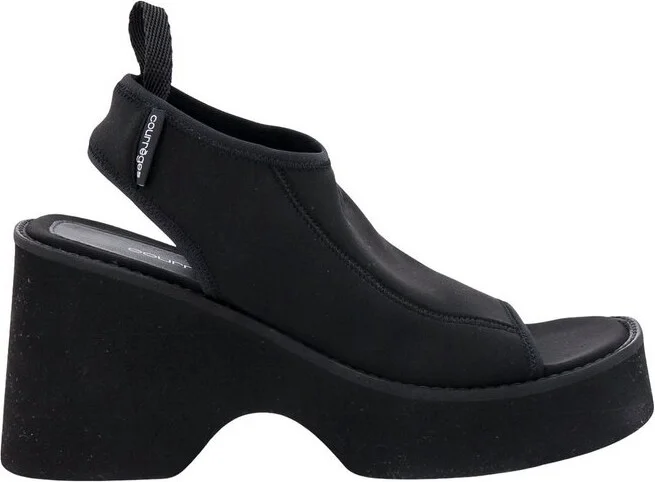 Courrèges Logo Embroidered Open Toe Sandals