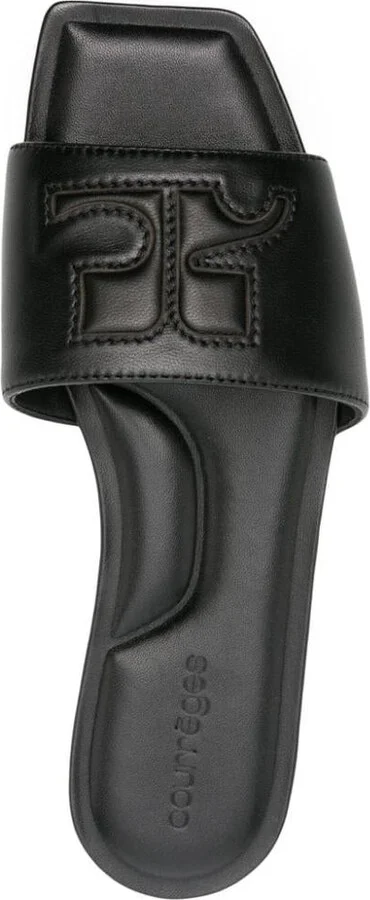 Courrèges Logo Leather Flat Sandals - Image 3