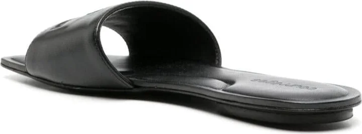 Courrèges Logo Leather Flat Sandals - Image 4