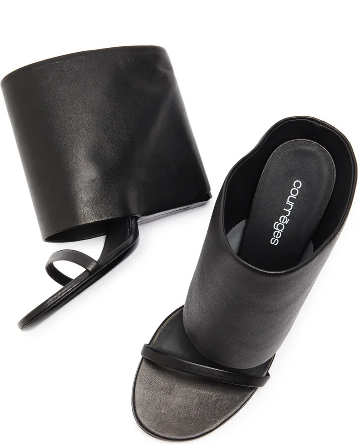 Courrèges Oblique 90 Leather Wedge Mules - Image 3
