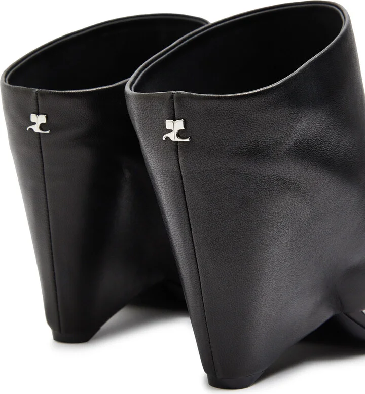 Courrèges Oblique 90 Leather Wedge Mules - Image 4
