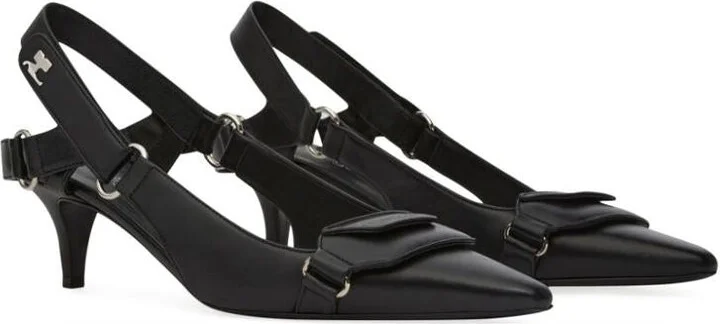 Courrèges Racer Pointed-Toe Slingback Pumps - Image 3