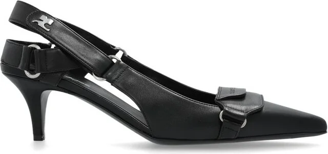 Courrèges Racer Pointed-Toe Slingback Pumps
