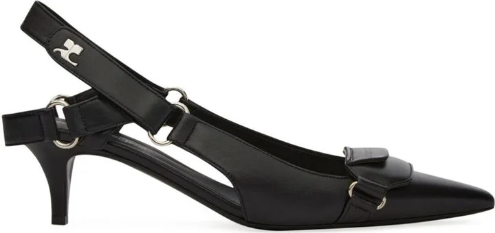 Courrèges Racer Pointed-Toe Slingback Pumps