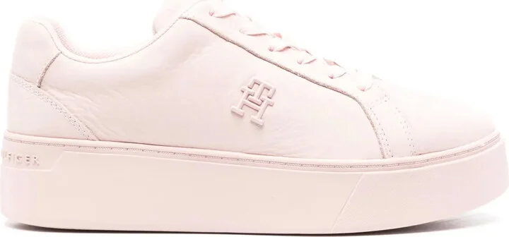 Court platform leather sneakers