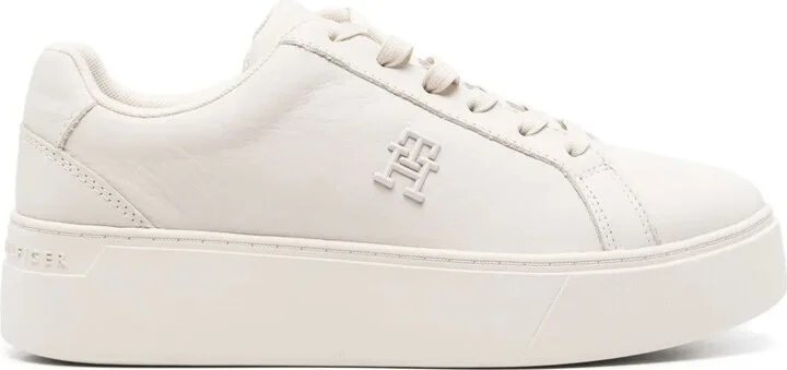 Court platform leather sneakers