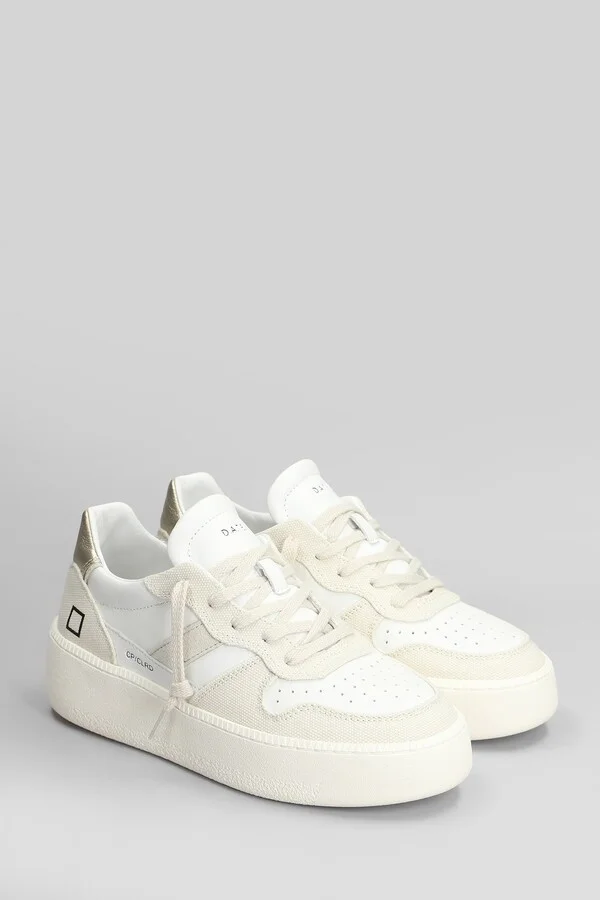 Court Platform Sneakers In White Leather And Fabric - Image 2