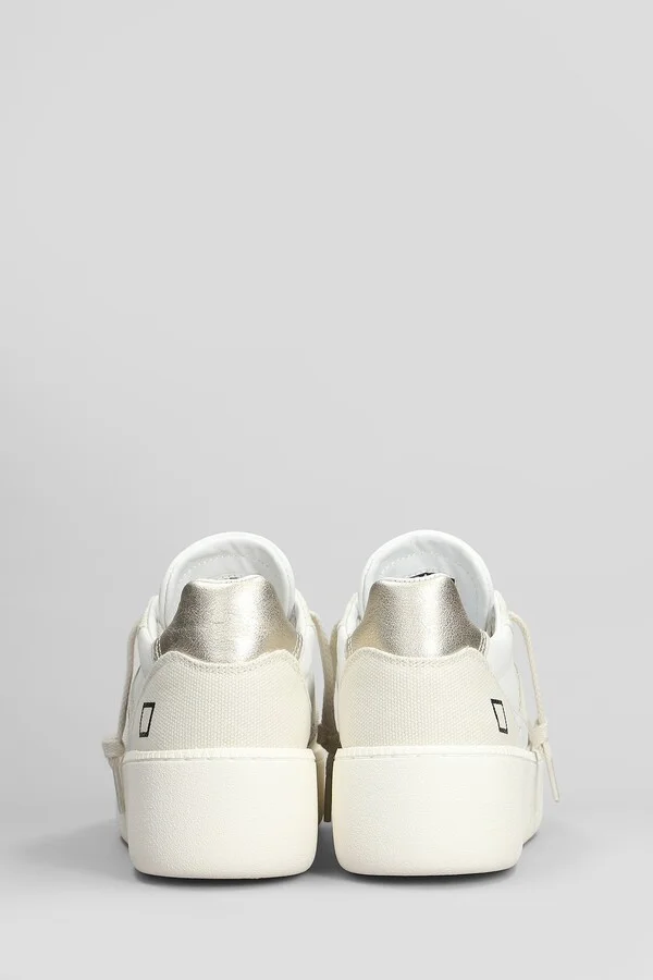 Court Platform Sneakers In White Leather And Fabric - Image 4