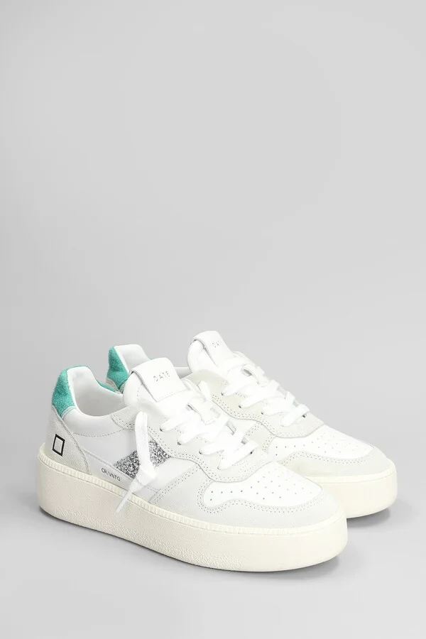 Court Platform Sneakers In White Suede And Leather - Image 2