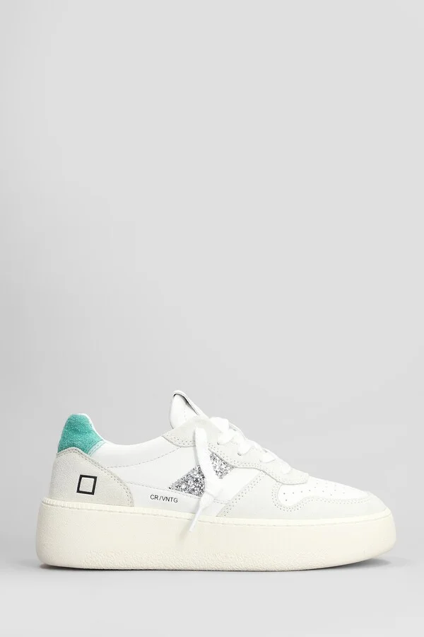 Court Platform Sneakers In White Suede And Leather