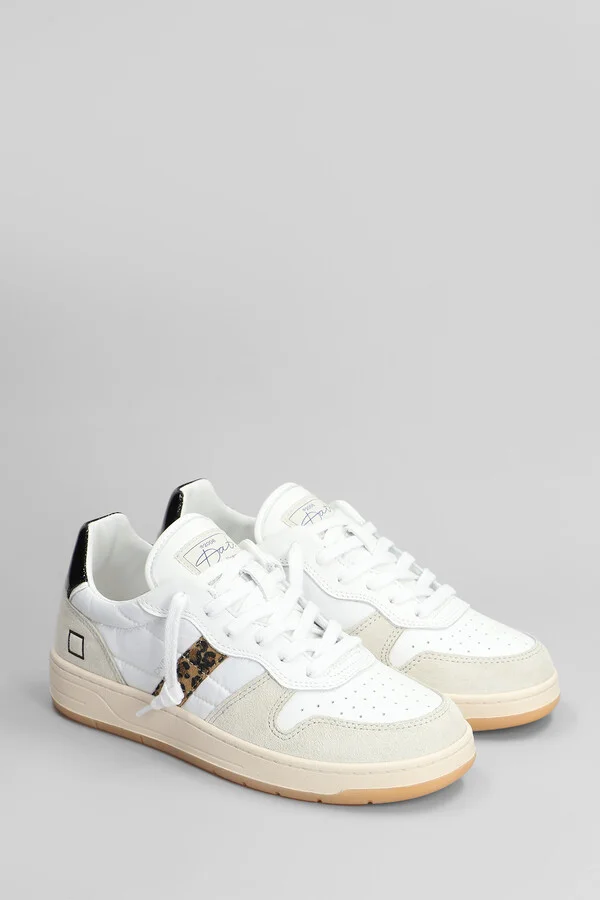 Court Shiny Sneakers In White Suede And Leather - Image 2