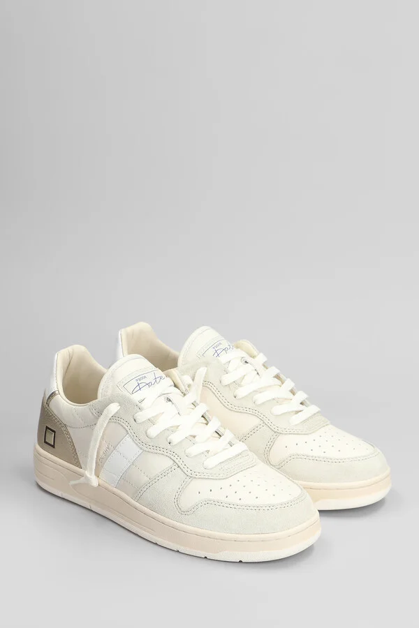 Court Shiny Sneakers In White Suede And Leather - Image 2