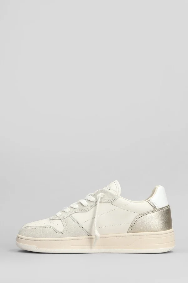 Court Shiny Sneakers In White Suede And Leather - Image 3