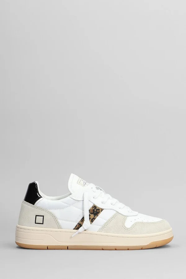 Court Shiny Sneakers In White Suede And Leather