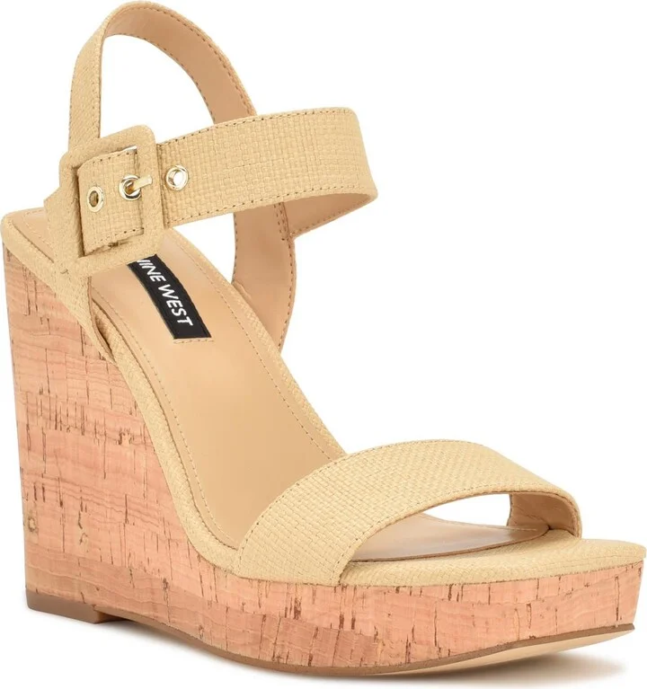 COURTS2 Womens Buckle Woven Wedge Sandals