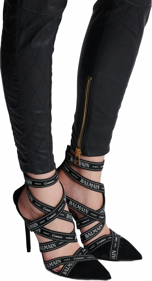 Couture Suede Heels With Balmain Ribbon Motif - Image 2