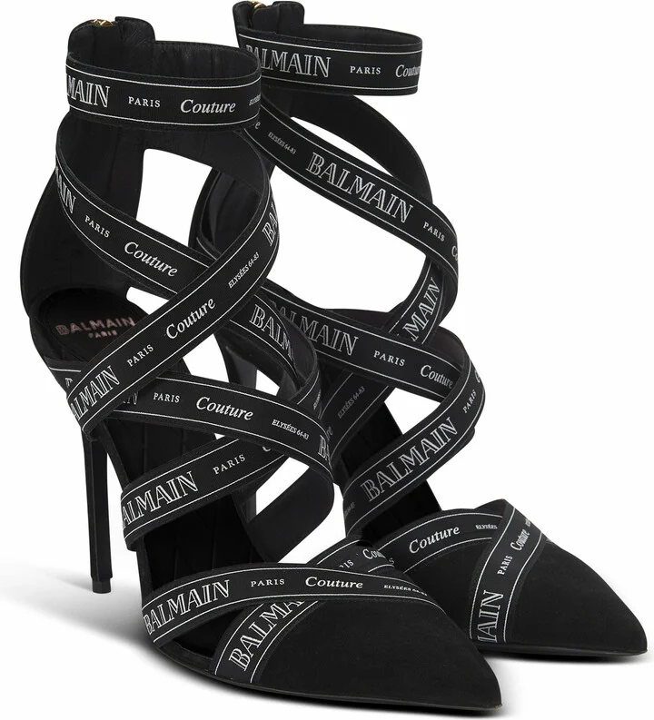 Couture Suede Heels With Balmain Ribbon Motif - Image 3