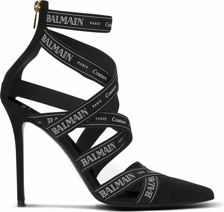 Couture Suede Heels With Balmain Ribbon Motif