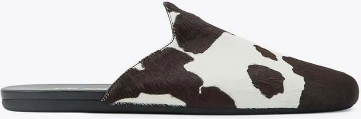 Cow Print Flat Mules