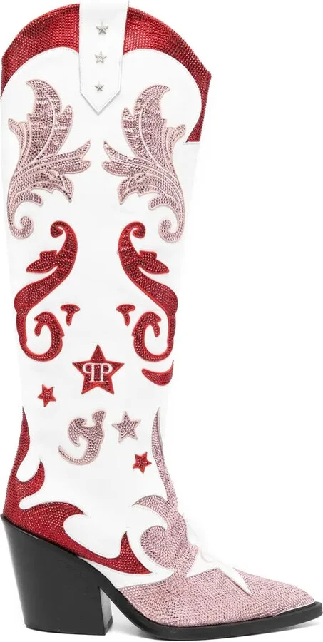 Cowboy 100mm rhinestone-mebellihsed boots