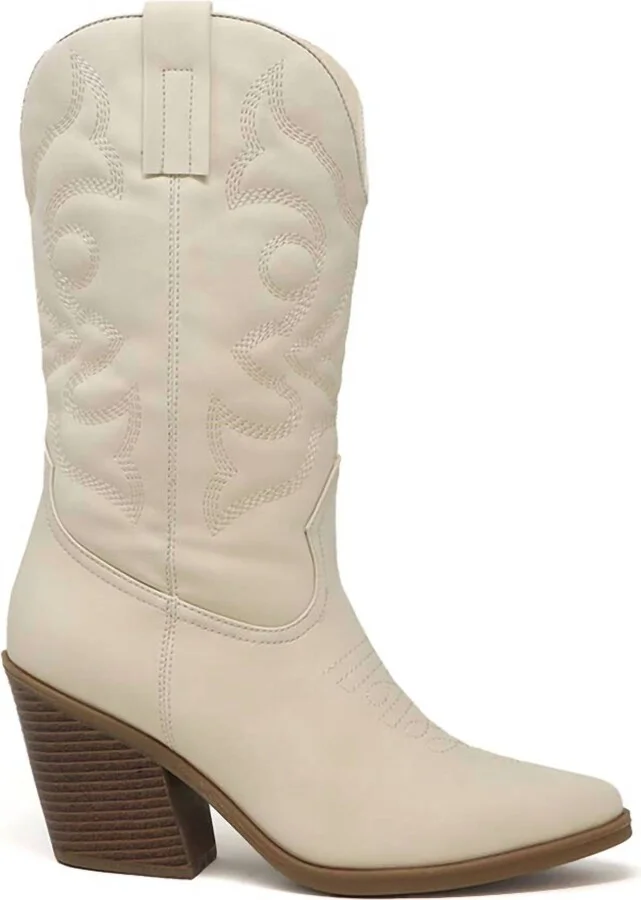Cowboy Boots With Heel In White