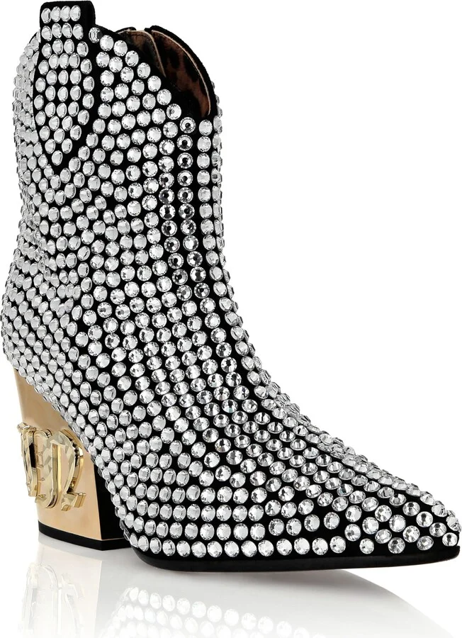 CowBoy Mid-Heel Boots Gothic Plein with Crystals