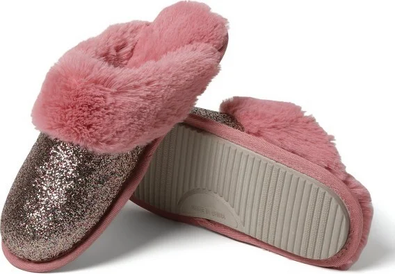 Cozyfoas Woen's Glitter Scuff Slipper with Gift Bag - Silver Glitter Size M - Image 3