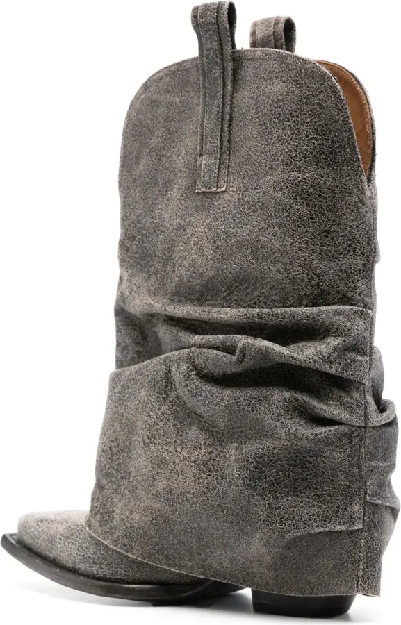 Cracked-Effect Leather Boots - Image 3