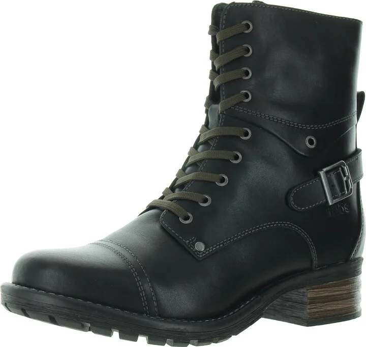 Crave Womens Leather Ankle Combat Boots