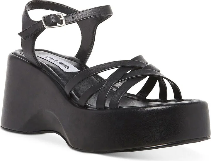 Crazy 30 Womens Buckle Criss-Cross Wedge Sandals