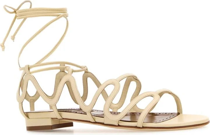 Cream Leather Fawda Sandals - Image 2