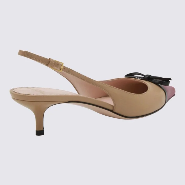 Cream Leather Pumps - Image 3