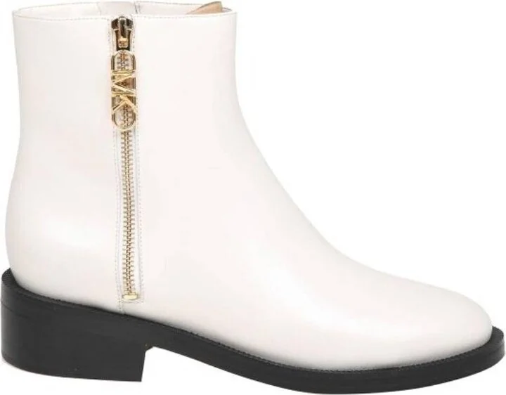 Cream Regan Leather Ankle Boots