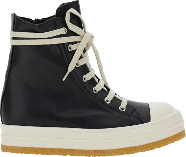 'Creep' Black Sneakers With Oversized Platform And Round Toe In Leather Woman