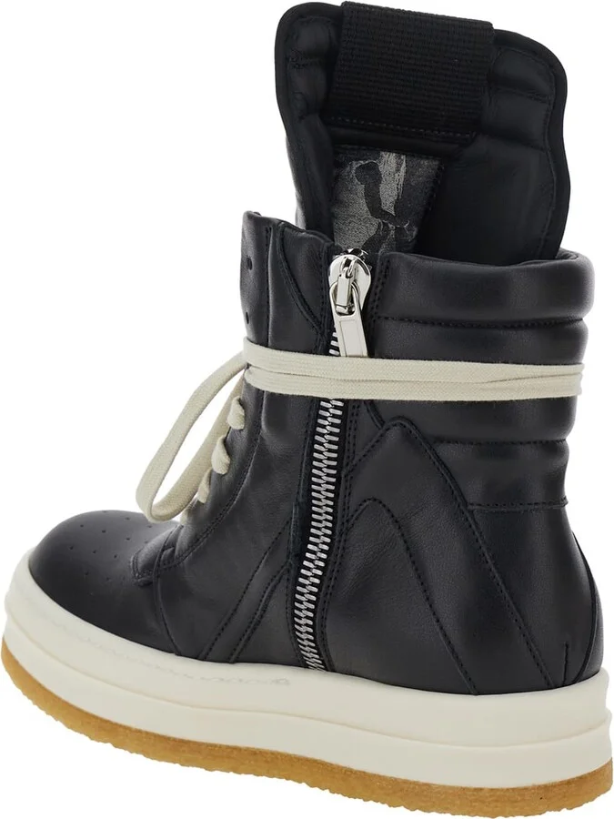 'creep Geo-basket' Black High-top Sneakers With Contrasting Details In Leather Woman - Image 3