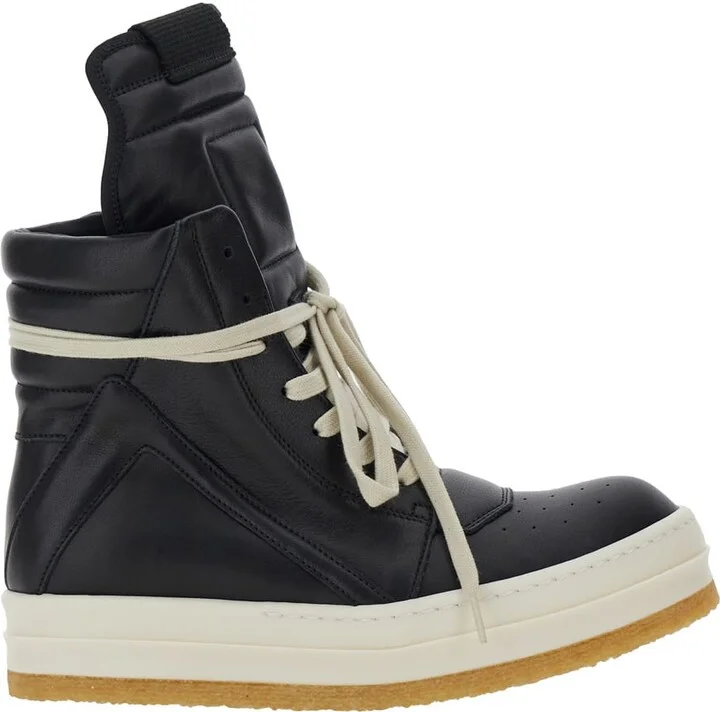 'creep Geo-basket' Black High-top Sneakers With Contrasting Details In Leather Woman