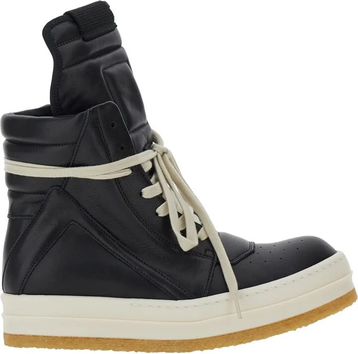 'Creep Geo-Basket' Black High-Top Sneakers With Contrasting Details In Leather Woman