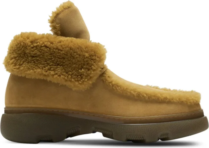 Creeper shearling-trim suede boots