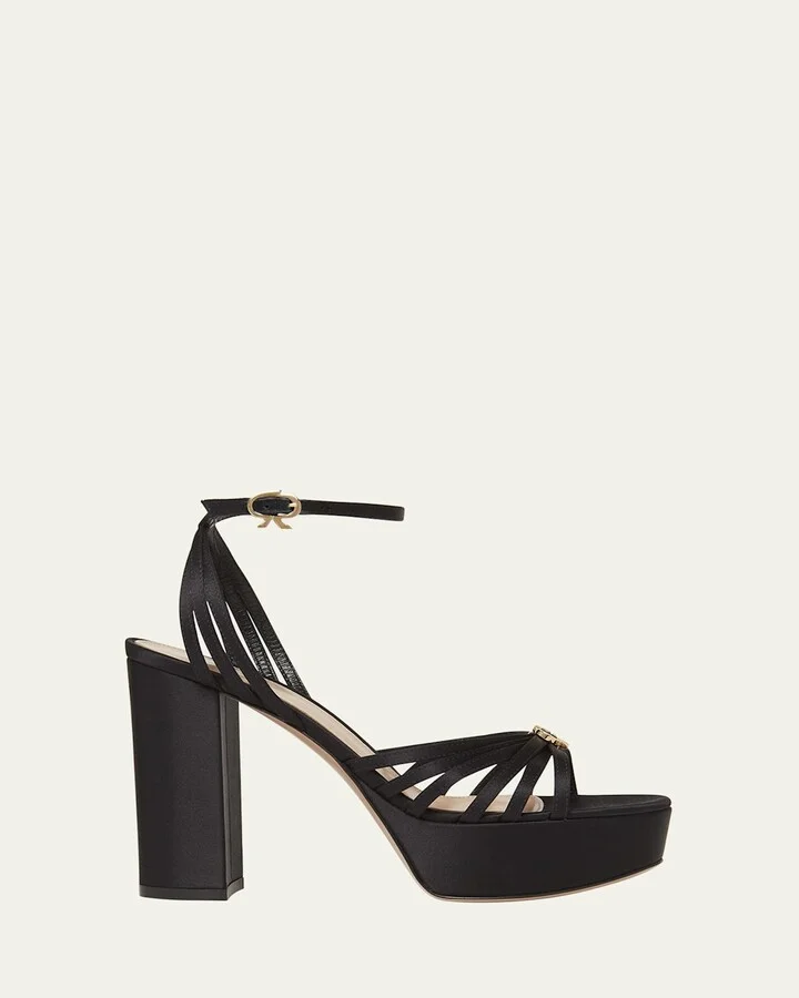 Crepe Ankle-Strap Platform Sandals