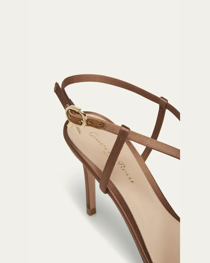 Crepe Satin Crisscross Strappy Stiletto Sandals - Image 2