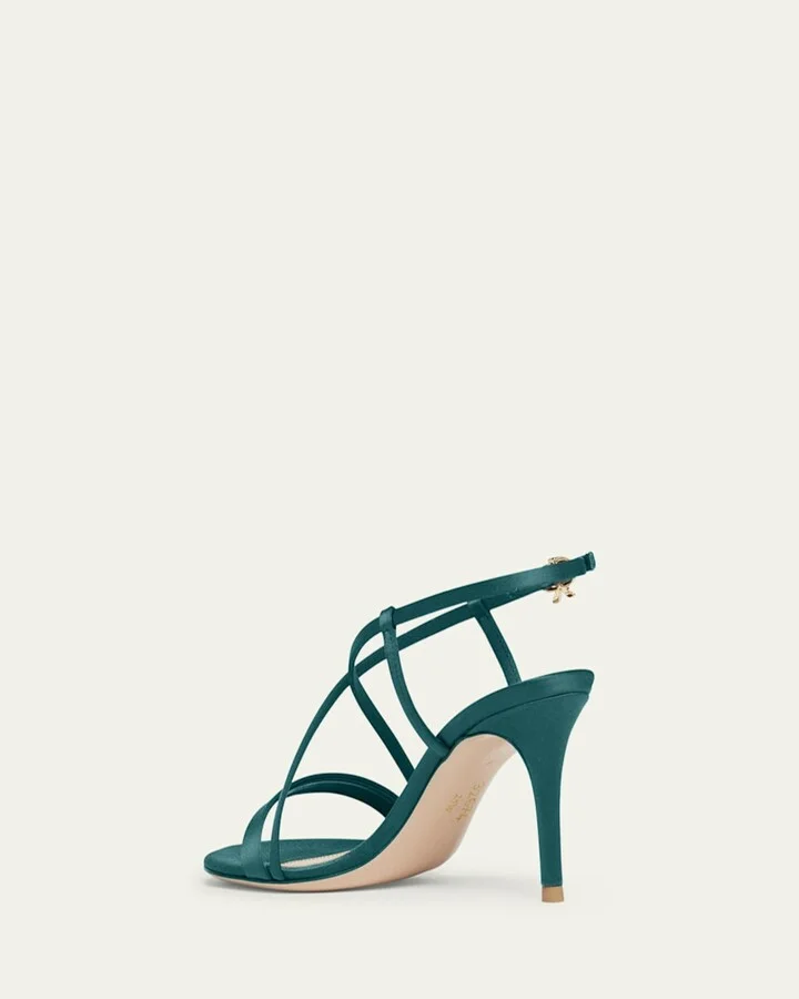 Crepe Satin Crisscross Strappy Stiletto Sandals - Image 4